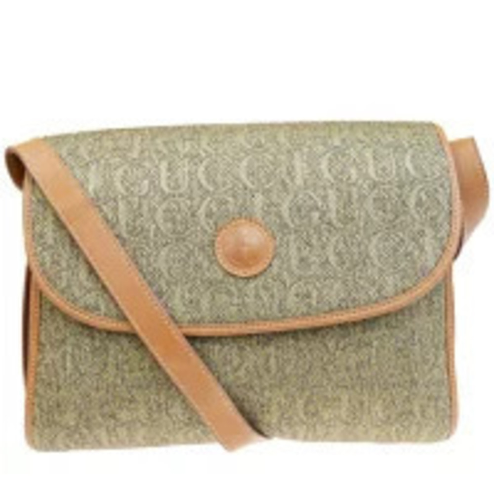 Gucci Shoulder Bag Brown Canvas Leather
